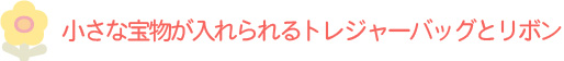 小さな宝物が入れられるトレ
ジャーバッグが付属しています。